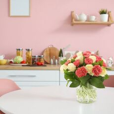 Pink Carnation & White Roses Bunch life