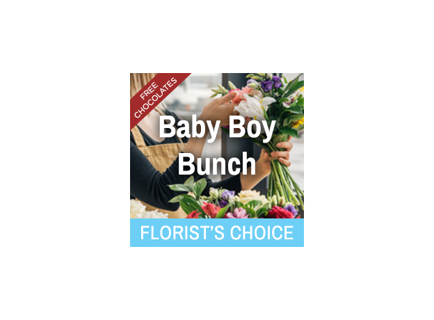 Florist's Choice Baby Boy Bunch With Free Chocolates