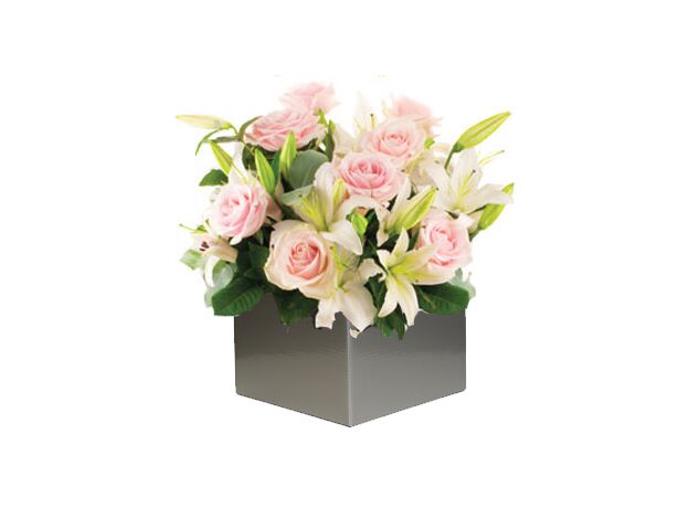 Pastel Pink Lilies & Roses Arrangement