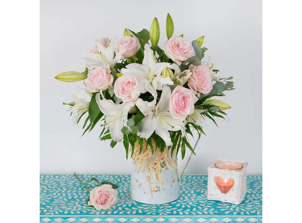 Pastel Pink Lilies & Roses Bunch Life