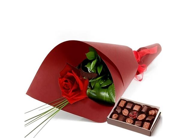 Single Rose With Chocolates