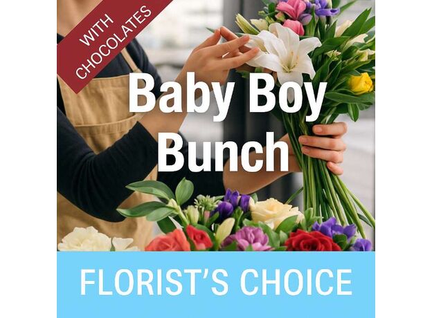 Florist's Choice Baby Boy Bunch With Free Chocolates